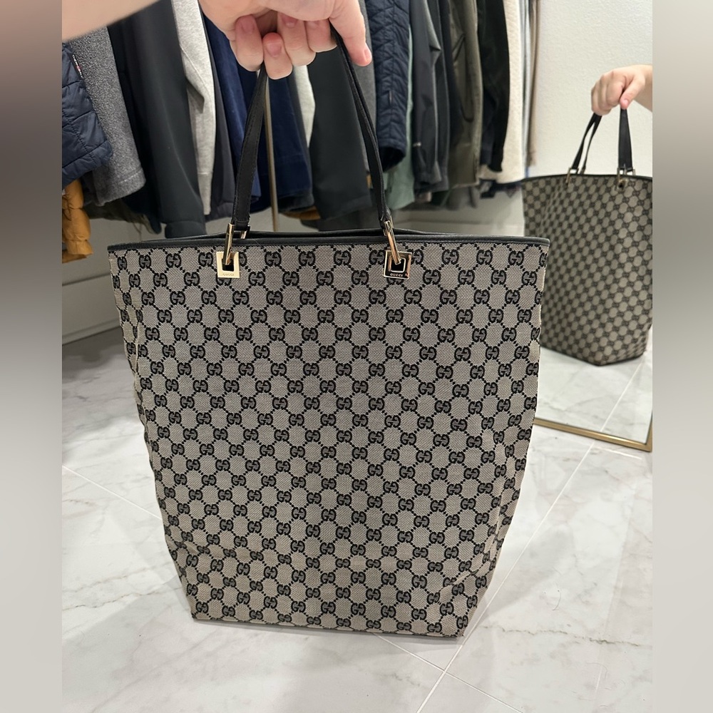 Gucci Beige and Black Monogram Tote